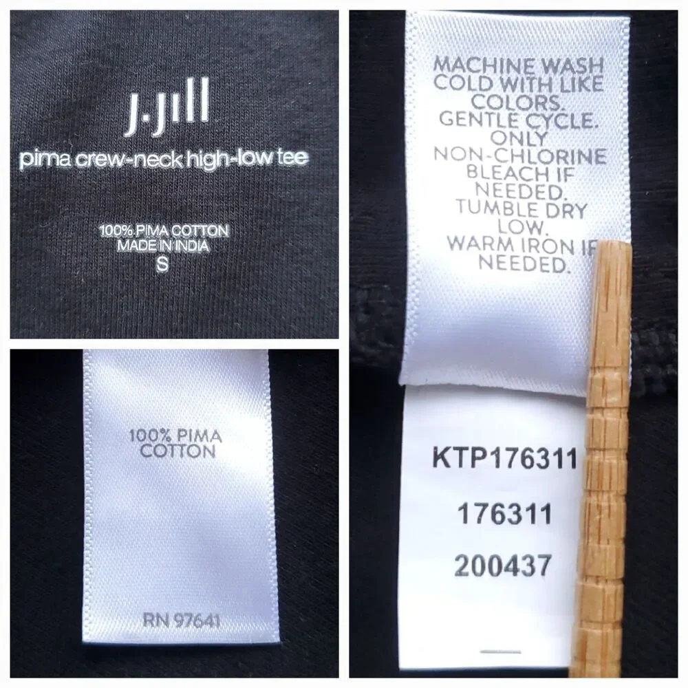 J Jill 100% Pima Cotton Long Sleeve Tee Size S Floral Paisley High Low Crew Neck - Picture 5 of 9